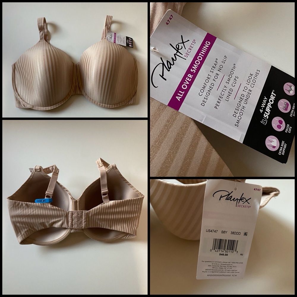 PLAYTEX SECRETS Perfectly Smooth 38DDD Underwire Bra 4747 BEIGE